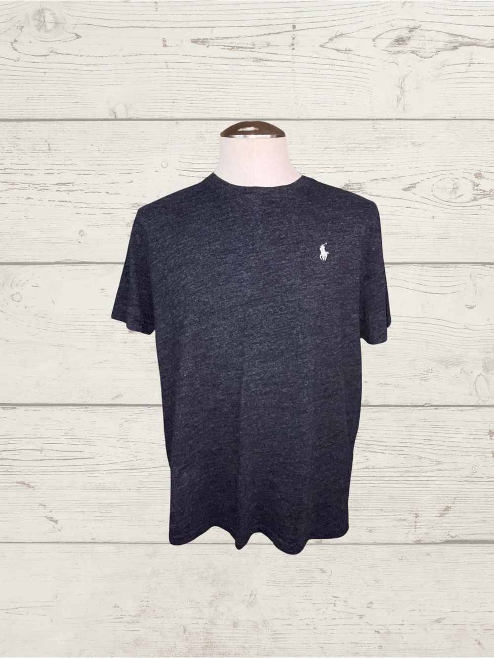 Polo Ralph Lauren Classic Fit Crew Neck Tee Charcoal Heather Grey Mens Sz L EUC